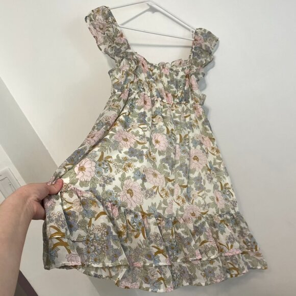 BLU PEPPER May Flowers Ruffled Dress Cream Ivory Etc Floral Cottagecore Babydoll - Picture 14 of 16